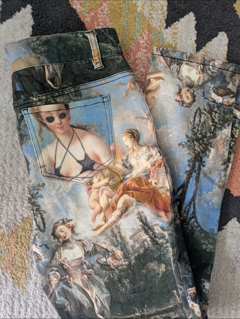 Renaissance Print Skinny Jeans From Dolls Kill